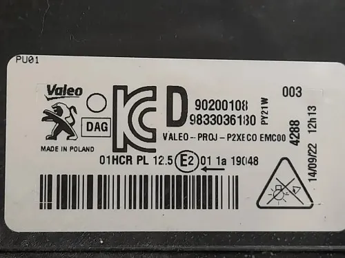 Proiettore ANT DX 90200108 Peugeot 208 II 2019