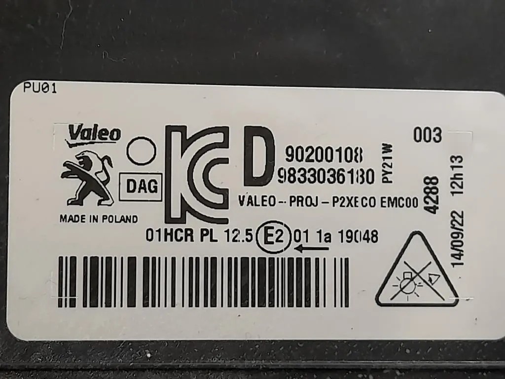 Proiettore ANT DX 90200108 Peugeot 208 II 2019