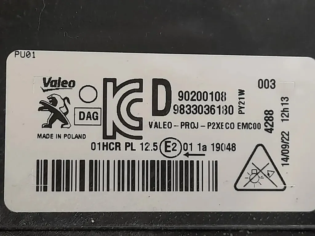 Proiettore ANT DX 90200108 Peugeot 208 II 2019