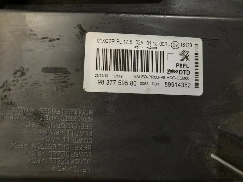 Proiettore ANT DX 9837759580 Peugeot 3008 II 2016