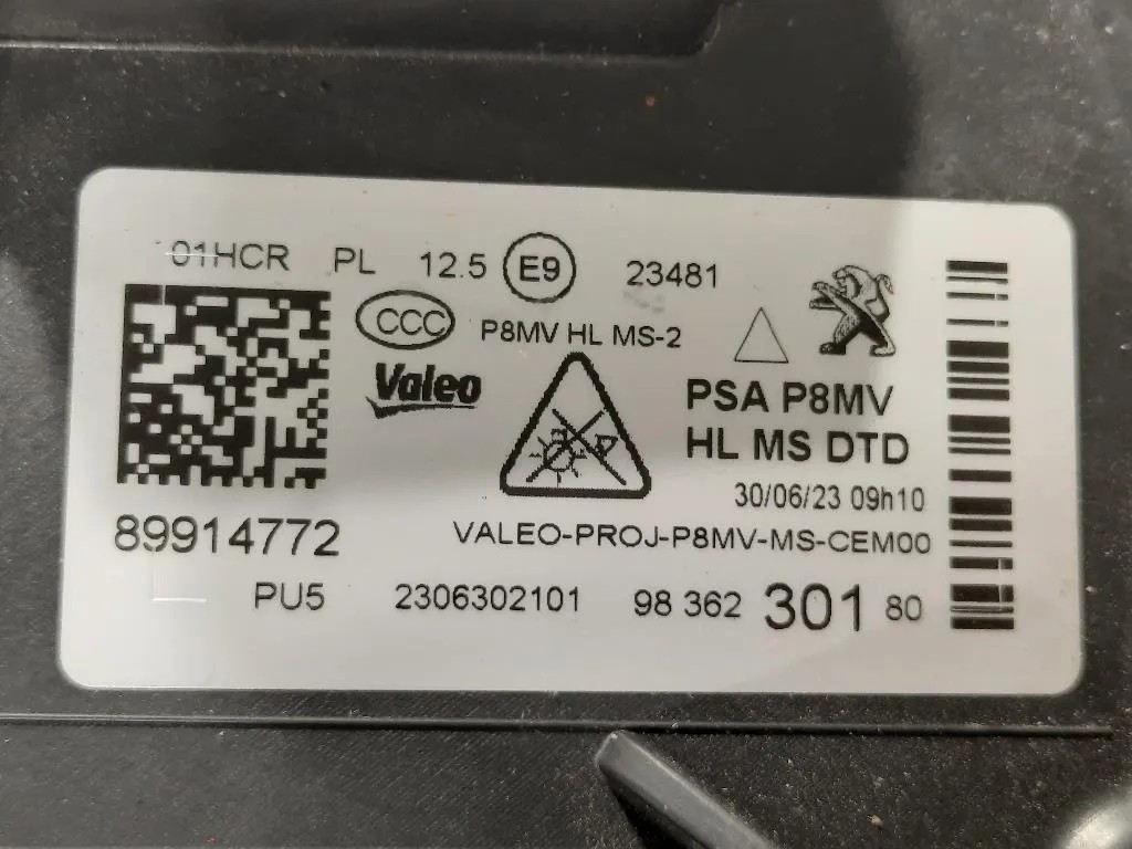 Proiettore ANT DX 98 362 301 8089914772 Peugeot 3008 II 2016