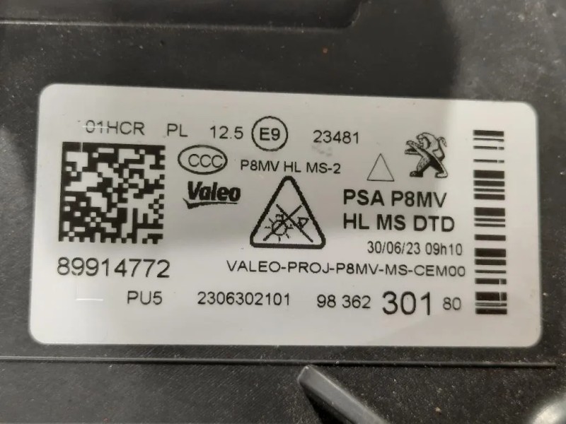 Proiettore ANT DX 98 362 301 8089914772 Peugeot 3008 II 2016