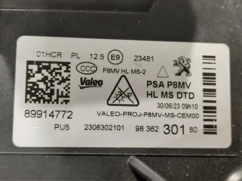 Proiettore ANT DX 98 362 301 8089914772 Peugeot 3008 II 2016