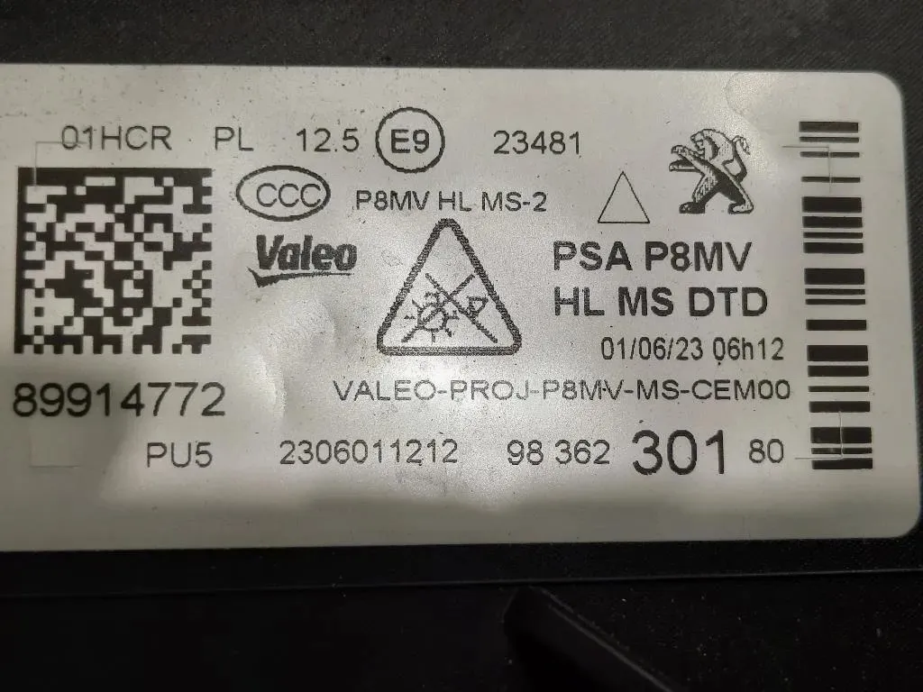 Proiettore ANT DX 9836230180 Peugeot 3008 II 2016