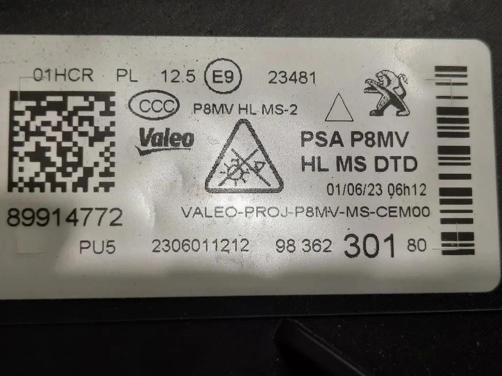 Proiettore ANT DX 9836230180 Peugeot 3008 II 2016