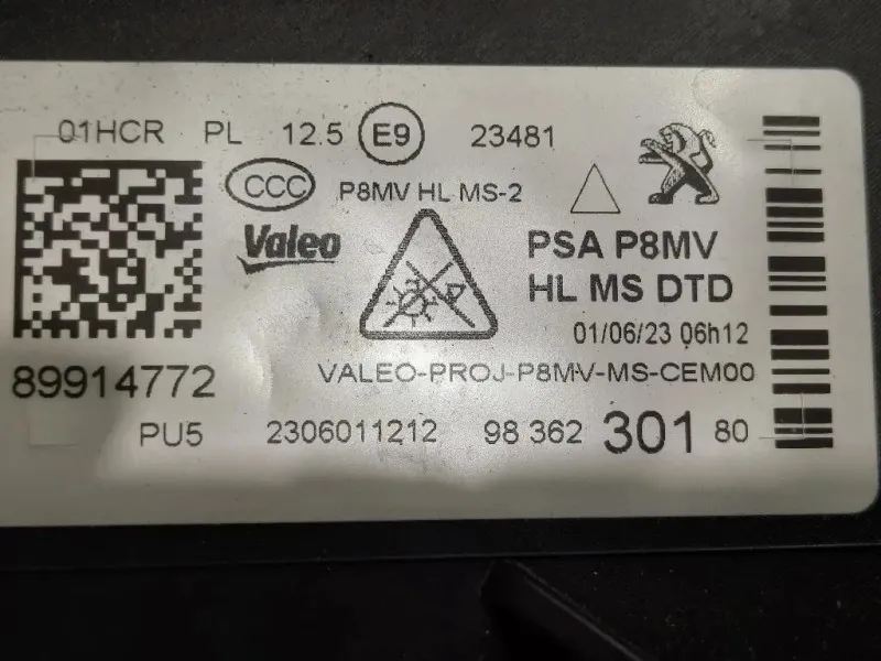 Proiettore ANT DX 9836230180 Peugeot 3008 II 2016