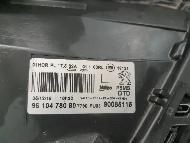 Proiettore ANT DX 9810478080 Peugeot 5008 II 2017