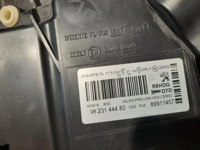 Proiettore ANT DX 1638036580 9823144480 Peugeot 508 II 2018