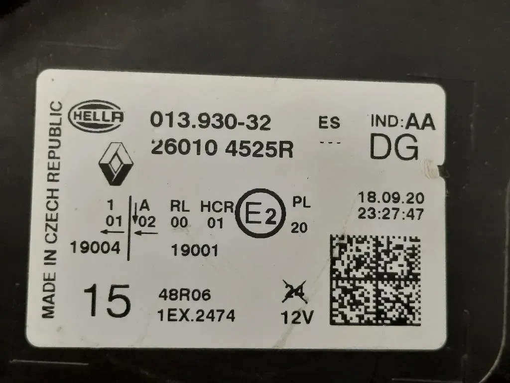 Proiettore ANT DX 260104525R Renault Captur II 2019