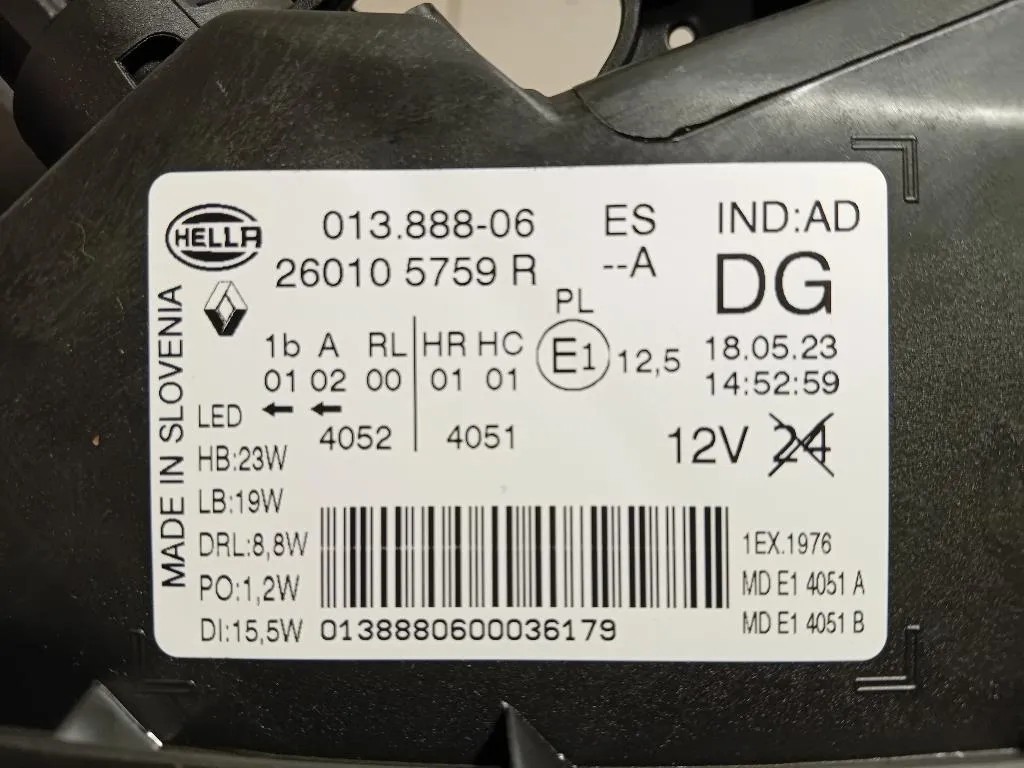 Proiettore ANT DX 260105759R Renault Kadjar 2018