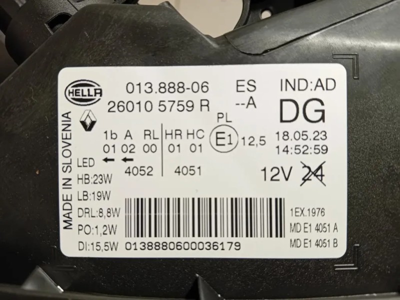 Proiettore ANT DX 260105759R Renault Kadjar 2018