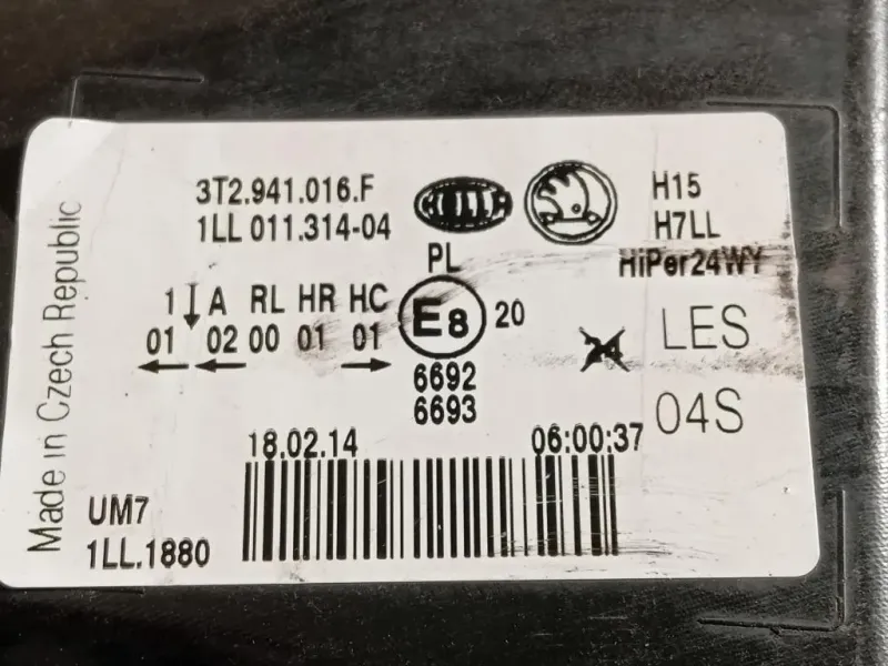 Proiettore ANT DX 3T4941016F Skoda Superb 3V3 2015