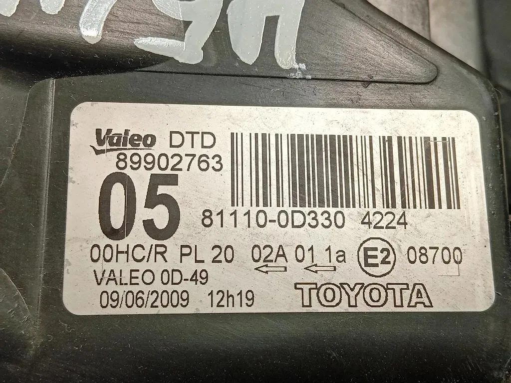 Proiettore ANT DX 81110-0D330 Toyota Yaris Japan II 2006