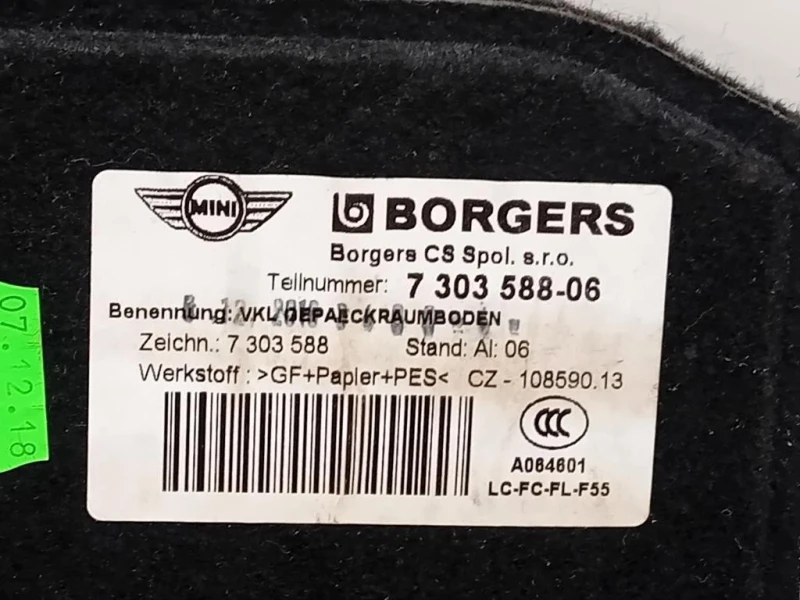 Tappetino Bagagliaio 730358806 Mini MINI Cooper F56 2018