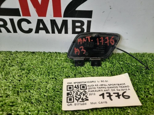 Tappo Gancio Traino Paraurti ANT DX 8P0807241CGRU Audi A3 8PA Sportback 2010