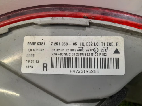 Fanale EST POST DX 7251958 Bmw Serie 3 E92 Coupe 2007