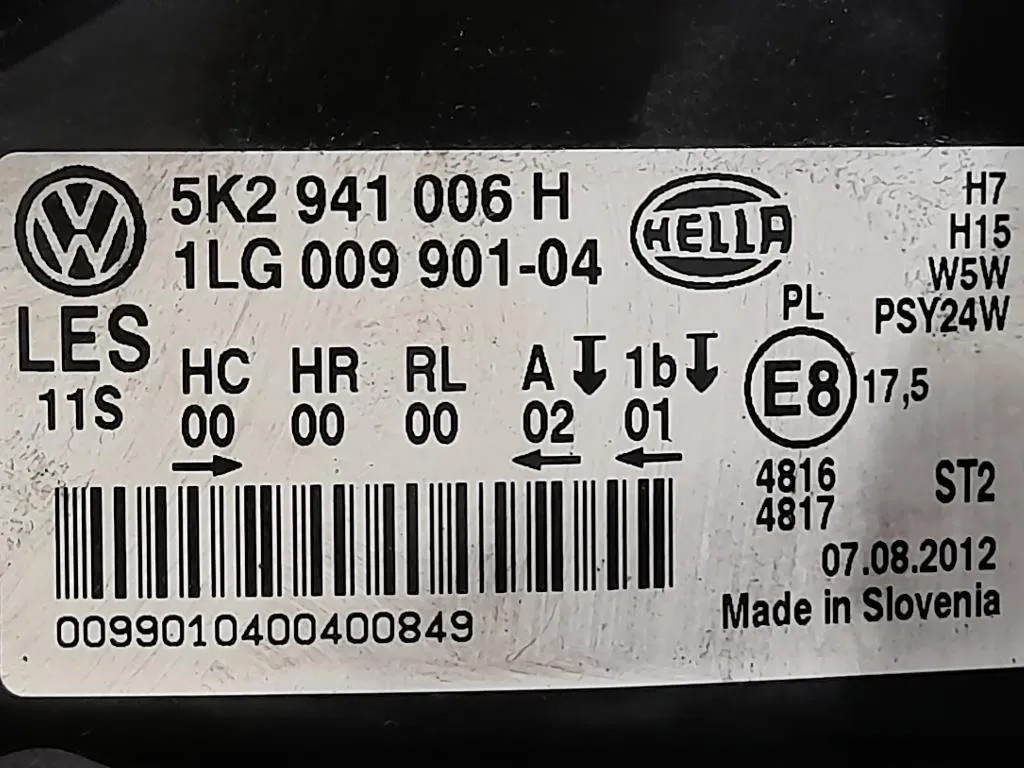 Proiettore ANT DX 5K2941006H Volkswagen GOLF VI 2009