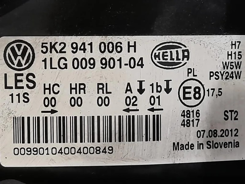 Proiettore ANT DX 5K2941006H Volkswagen GOLF VI 2009