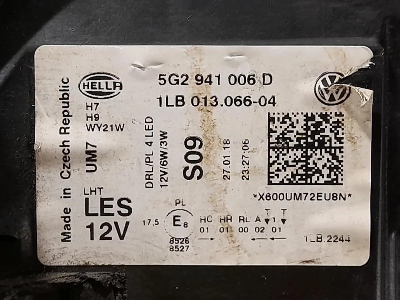 Proiettore ANT DX 5G2 941 006 D Volkswagen GOLF VII 2017