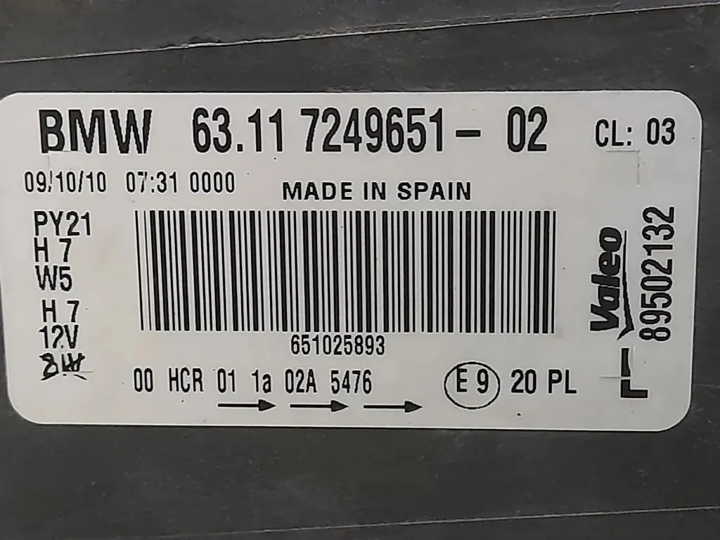 Proiettore ANT SX 724965102 Bmw Serie 1 E81 Berlina 2005