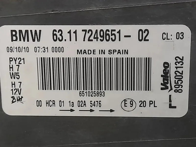 Proiettore ANT SX 724965102 Bmw Serie 1 E81 Berlina 2005