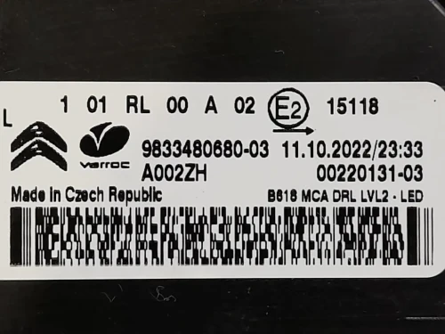 Proiettore ANT SX 9833480680-03 Citroen C3 III 2016