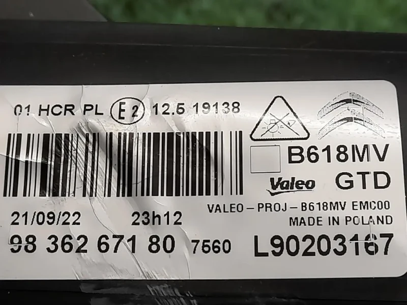 Proiettore ANT SX 9836267180 Citroen C3 III 2016