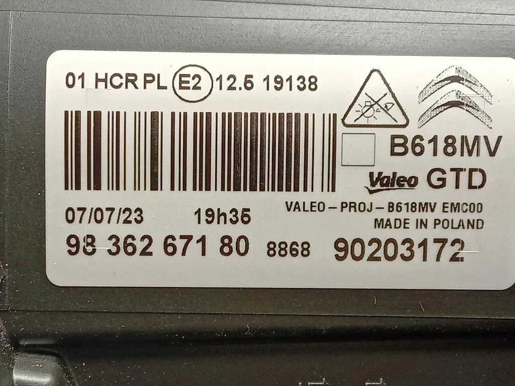 Proiettore ANT SX 9836267180 Citroen C3 Aircross 2017