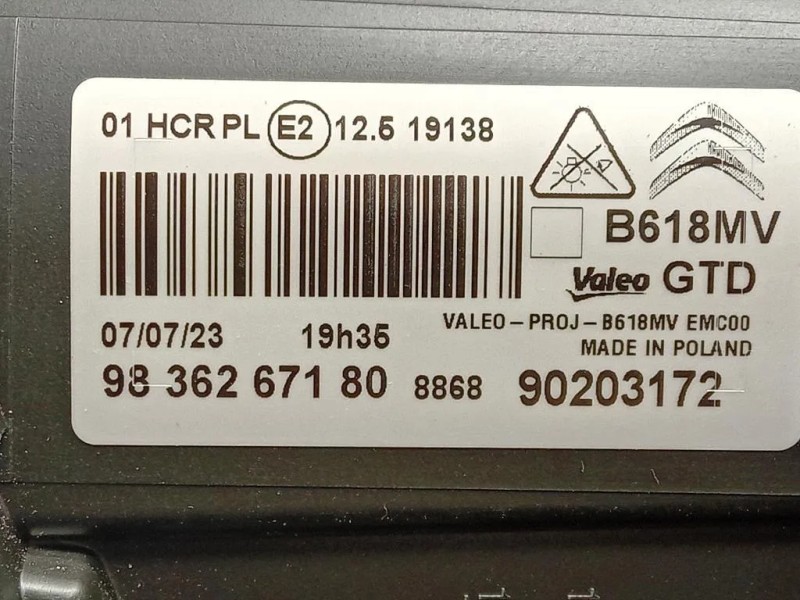 Proiettore ANT SX 9836267180 Citroen C3 Aircross 2017