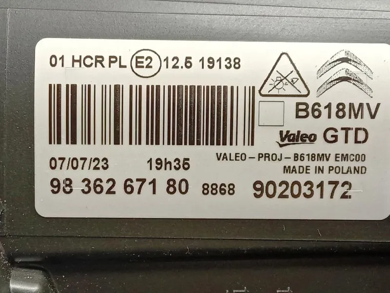 Proiettore ANT SX 9836267180 Citroen C3 Aircross 2017