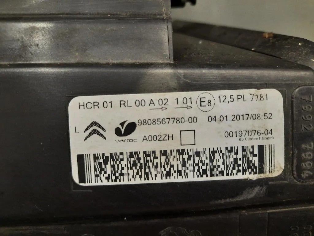 Proiettore ANT SX 9808567780 Citroen Jumpy IV 2016