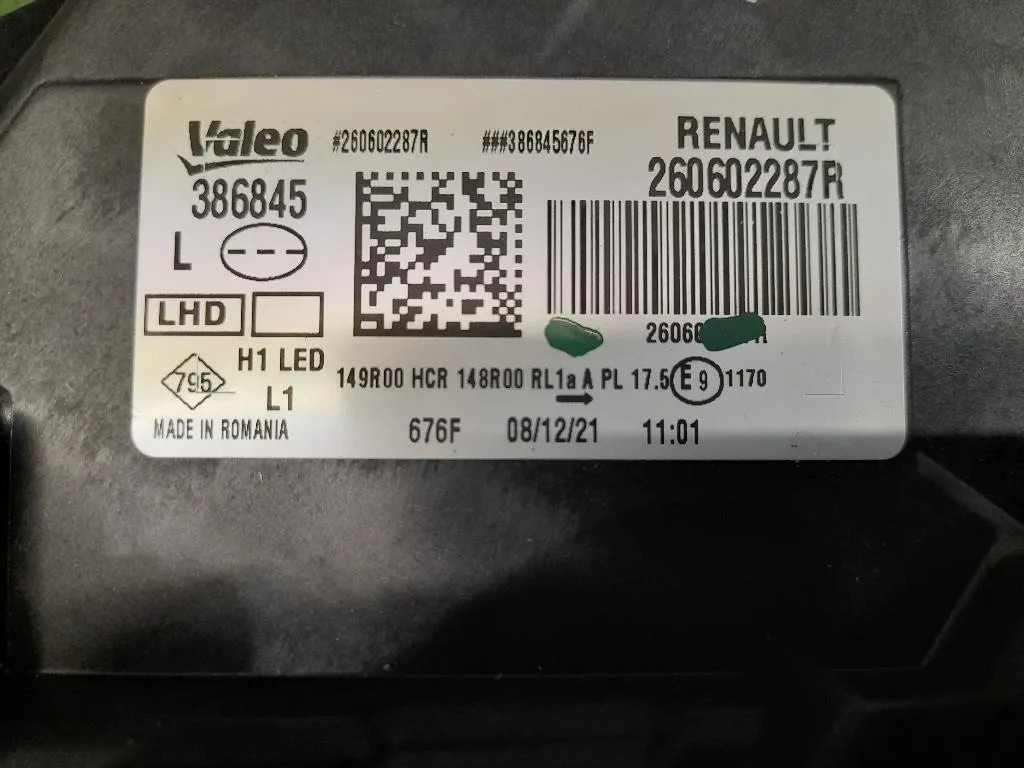 Proiettore ANT SX 260602287R Dacia Duster II 2018