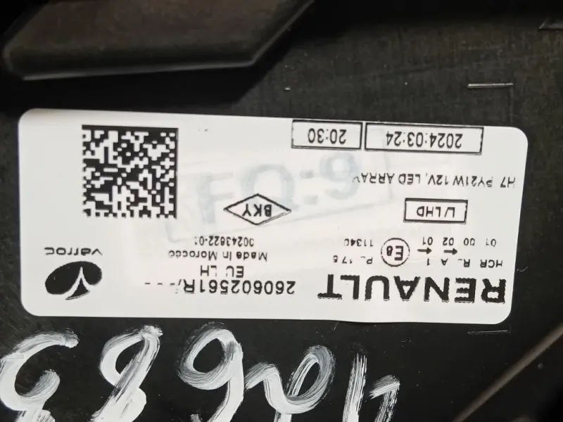 Proiettore ANT SX 260602561R Dacia Sandero III 2020