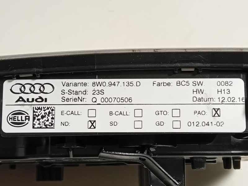 LUCE DI Cortesia Abitacolo 8W0947135D Audi A4 8W5 Avant 2015