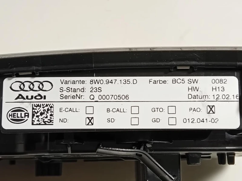 LUCE DI Cortesia Abitacolo 8W0947135D Audi A4 8W5 Avant 2015