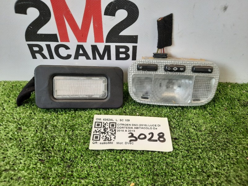 LUCE DI Cortesia Abitacolo 6362AL Citroen DS3 2010
