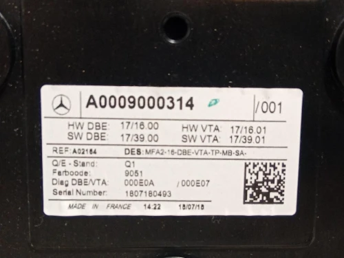 LUCE DI Cortesia Abitacolo A000900314 Mercedes Classe A W177 2018