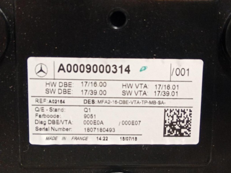 LUCE DI Cortesia Abitacolo A000900314 Mercedes Classe A W177 2018