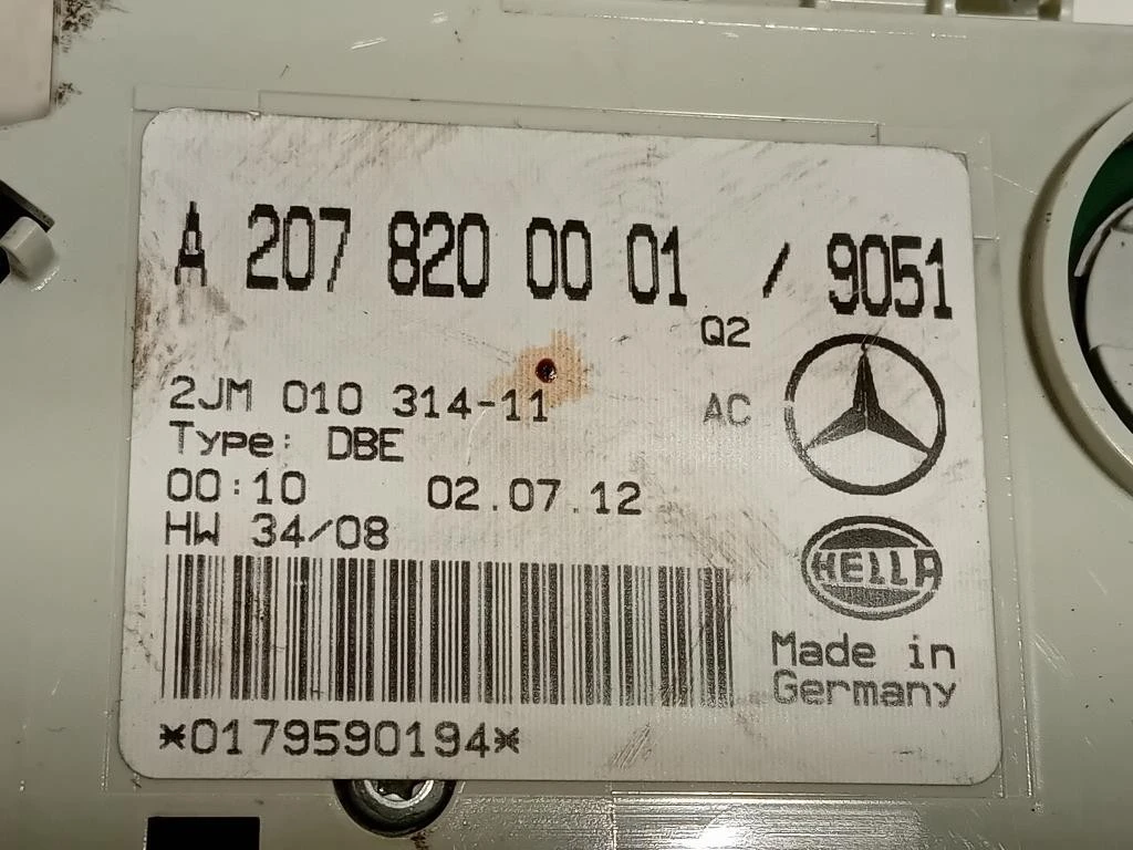 LUCE DI Cortesia Abitacolo A2078200001 ABITACOLO Mercedes Classe C W204 2011