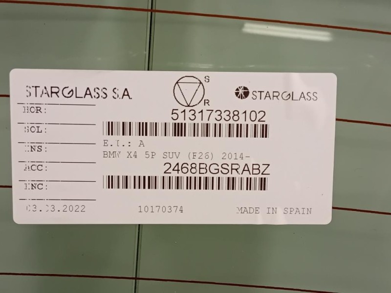 Lunotto 2468BGSRABZ 51317338102 Bmw X4 F26 2014
