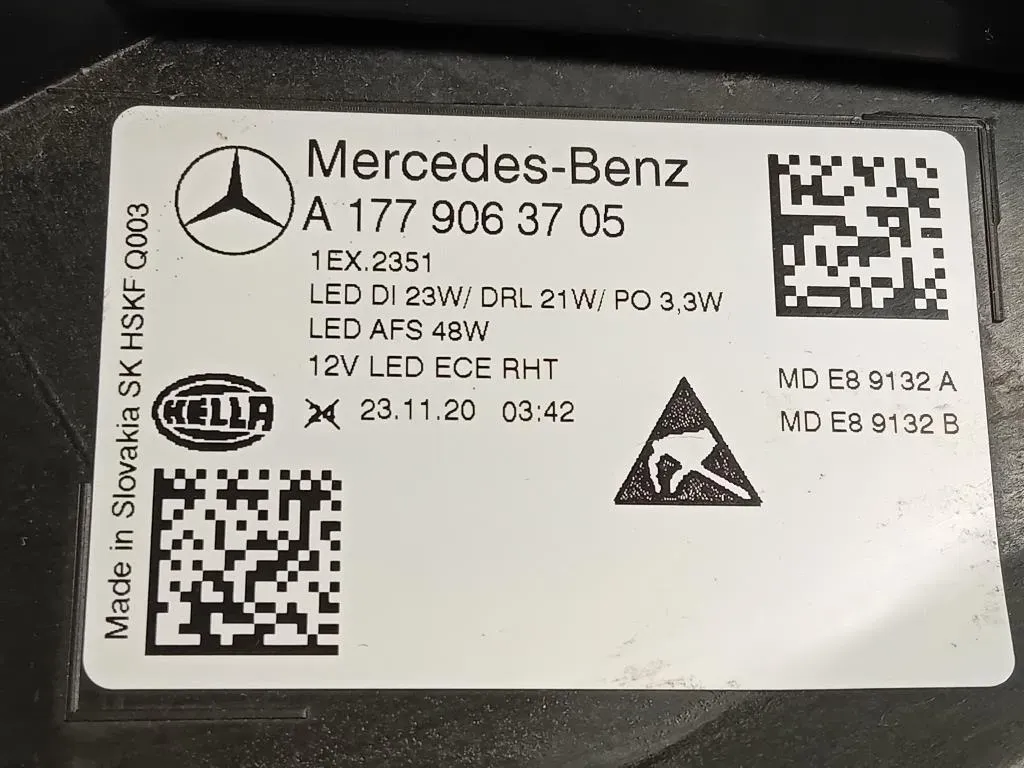 Proiettore ANT SX A1779063705 Mercedes Classe A W177 2018