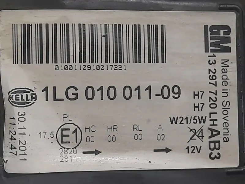 Proiettore ANT SX 13297720 Opel Astra J 2010