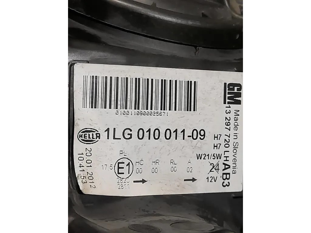 Proiettore ANT SX 13297720 Opel Astra J 2012