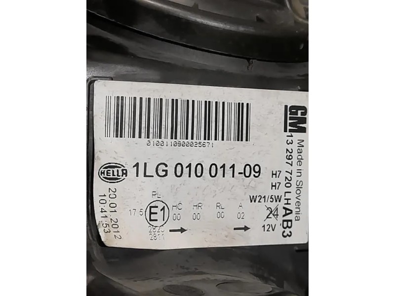 Proiettore ANT SX 13297720 Opel Astra J 2012