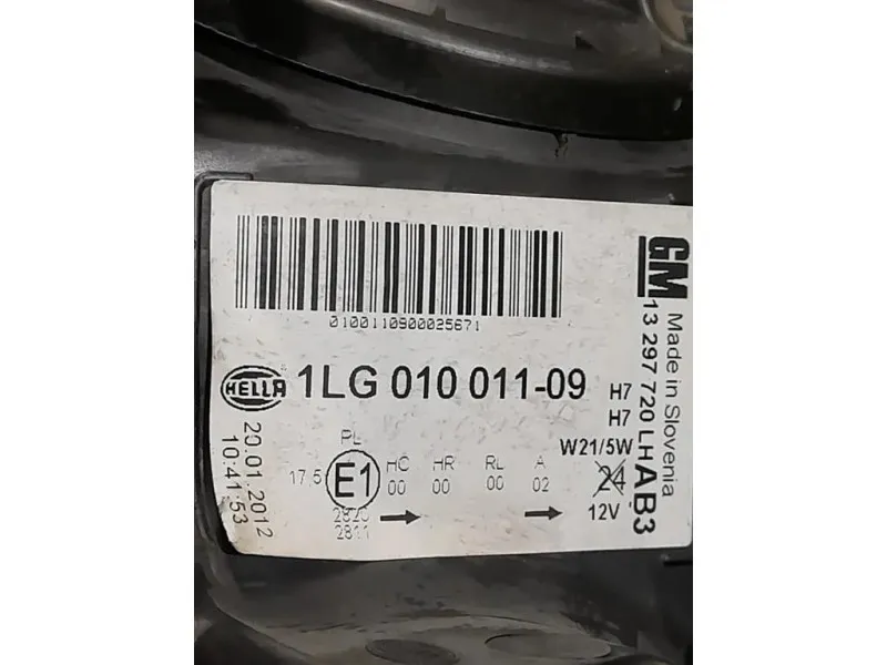 Proiettore ANT SX 13297720 Opel Astra J 2012