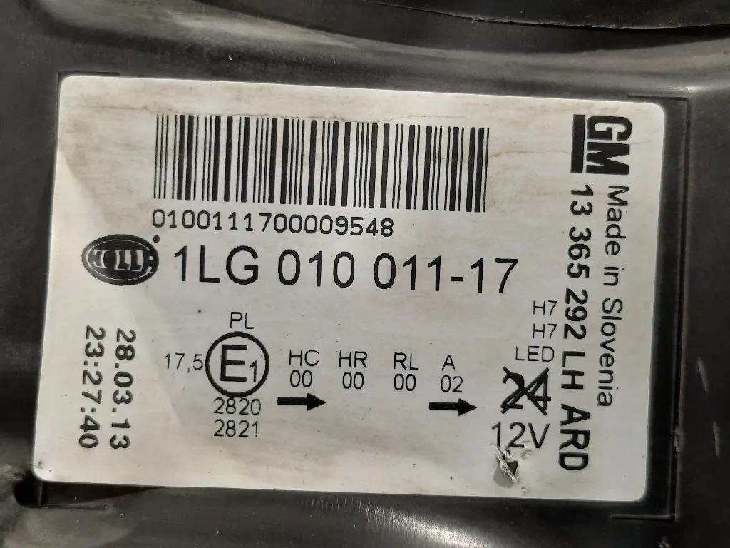 Proiettore ANT SX 1LG010011-17 Opel Astra J 2012