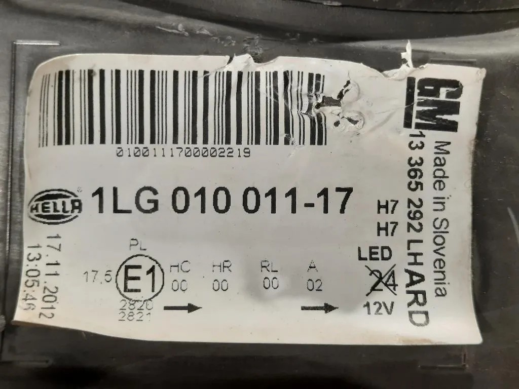 Proiettore ANT SX 1LG010011-17 Opel Astra J 2012