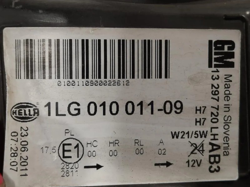 Proiettore ANT SX 1LG010011-09 Opel Astra J 2012