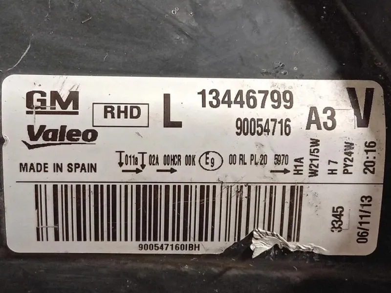 Proiettore ANT SX 13446799 Opel Corsa D VAN 2011