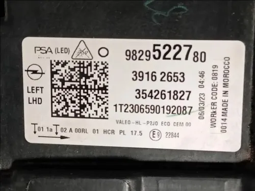 Proiettore ANT SX 9829522780 STAFFA ROTTA Opel Corsa F 2019